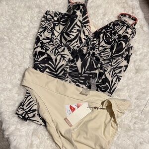 CALIA by Carrie Underwood Black and Cream Bikini Set